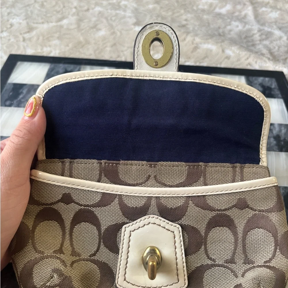 Coach Brown and Cream Wristlet - Picture 7 of 8